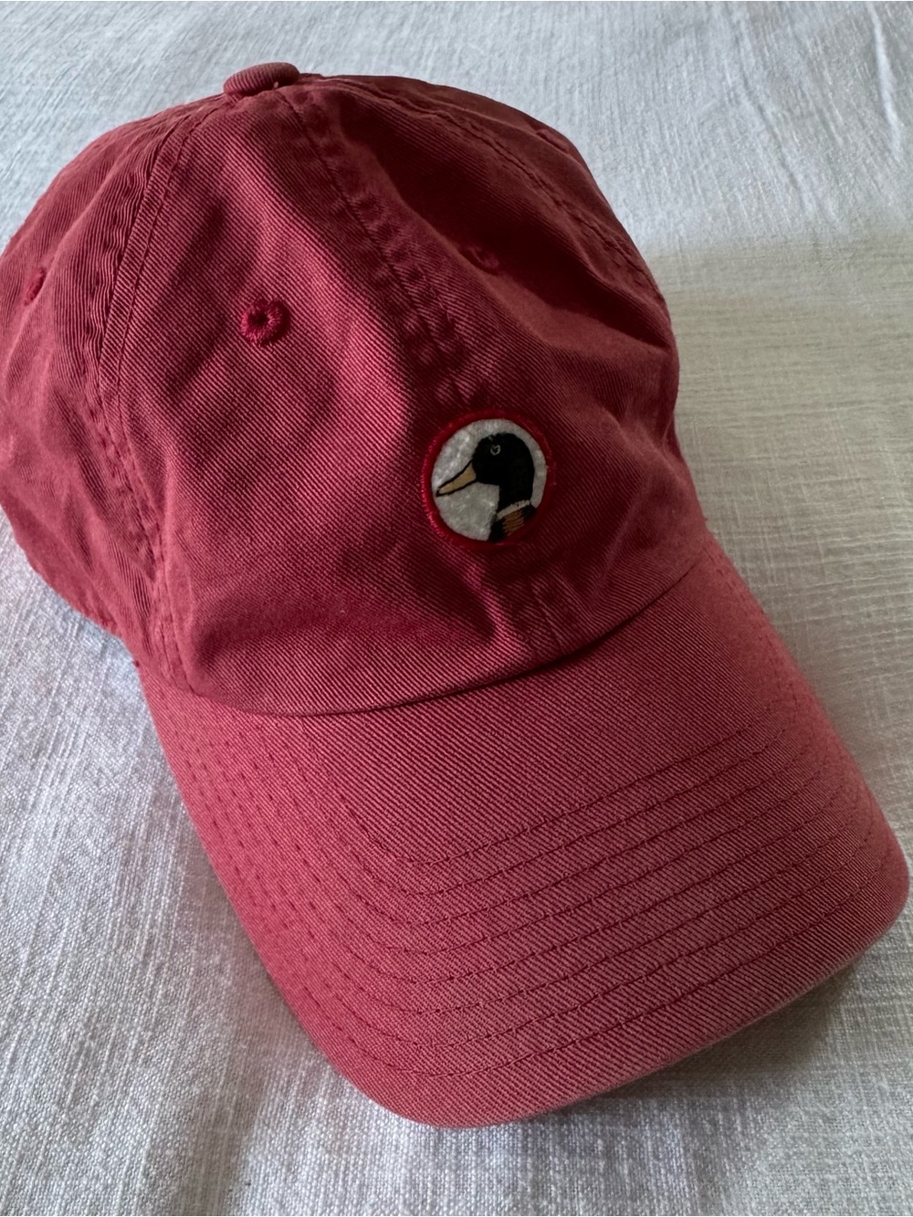 Duck Head Circle Patch Twill Hat, Red